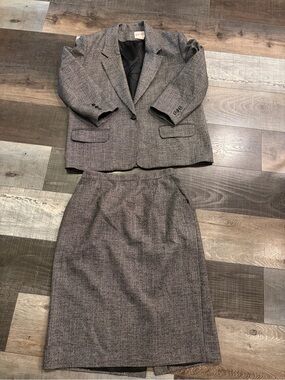 Barclay II Size 6 Wool Silk Tweed Blazer Skirt Suit Made USA